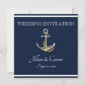 Invitation Ancre nautique - Marine et Mariage blanc (Devant)