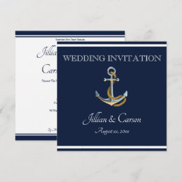 Invitation Ancre nautique - Marine et Mariage blanc