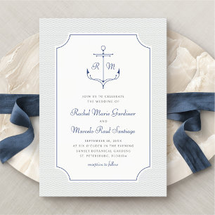 Invitation Ancre nautique minimaliste Preppy Mariage