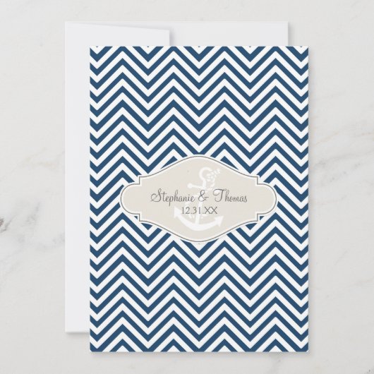 Invitation Ancre nautique moderne Preppy Chevron Stripe (Devant)