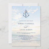 Invitation Ancre nautique Monogram Beach Mariage (Devant)