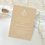 Invitation Ancre nautique Monogramme Mariage beige Tan<br><div class="desc">Cette élégante conception minimaliste de faire-part de mariage nautique beige comprend un monogramme d'ancre au sommet avec les initiales de la mariée et du marié,  avec un texte classique élégant,  et une touche de calligraphie de script pour le "et".</div>