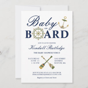 Invitation Ancre Nautique Oars Baby À Bord Baby shower