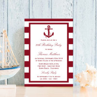 Ancre nautique Red Stripes Beach Anniversaire