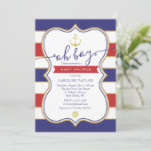 Invitation Ancre nautique Rouge Blanc Bleu Baby shower garçon (Debout devant)