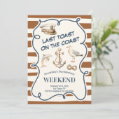 Invitation Ancre nautique rustique et Bachelorette dauphin (Debout devant)