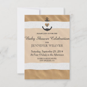 Invitation Ancre Nautique Sur Le Sable De Plage Et Le Ruban B