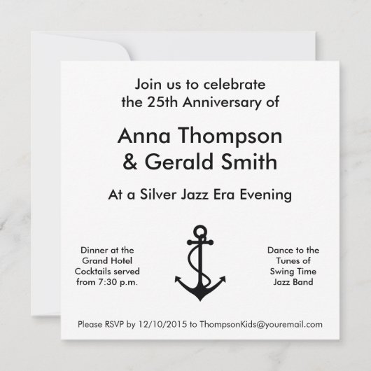 Invitation Ancre noire de base (Dos)