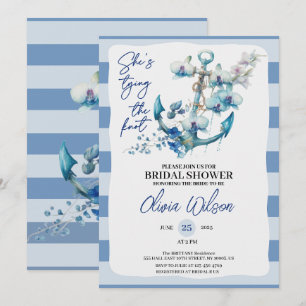 Invitation Ancre nouant le nœud : Fête prénuptiale nautique