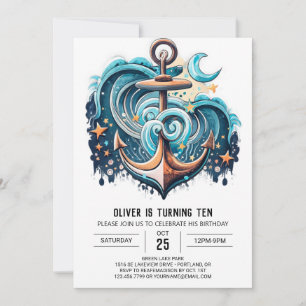 Invitation Ancre numérique Boho Chic Anniversaire