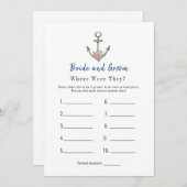 Invitation Ancre "Où étaient-ils" Jeu de douche nuptiale (Devant / Derrière)