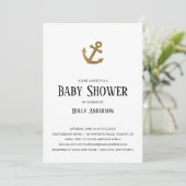 Invitation Ancre Parties scintillant or Baby shower simple (Debout devant)