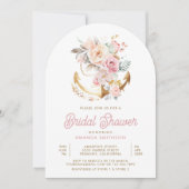 Invitation Ancre rose florale Fête des mariées d'arc nautique (Devant)