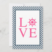Invitation Ancre rose Nautical Navy Bleu Stripe Mariage (Dos)