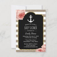 Ancre vintage rayures rustiques Baby shower floral