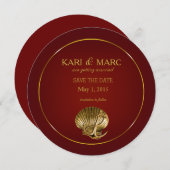 Invitation Ancrées Coquillage Faire Part de Date | bordeaux (Devant / Derrière)