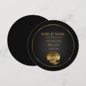 Invitation Ancrées Coquillages Enregistrez la date | noir & o (Devant / Derrière)