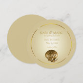 Invitation Ancrées Coquillages Faire Part | écru & or (Devant / Derrière)