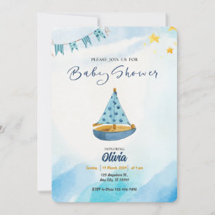 Invitation Ancres à l'écart : Baby shower de bateau bleu aqua