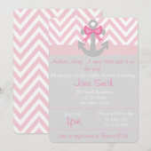 Invitation Ancres Away Girl Baby shower (Devant / Derrière)