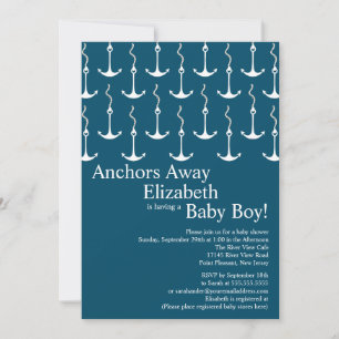 Invitation Ancres modernes à l'écart du Baby shower nautique