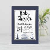 Invitation Ancres nautiques modernes et Baby shower de navire (Debout devant)