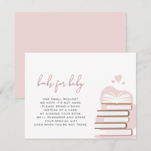 Invitation ANDI Dusty Rose Blush Pink Livres pour Baby Card (Devant / Derrière)
