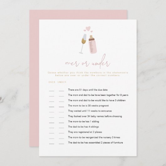 Invitation ANDI Pink Poppin' Bouteilles sur ou sous le jeu de (Devant / Derrière)