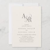 Invitation ANDREA Beige QR Code Mariage Classique Élégant (Devant)