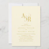 Invitation ANDREA Beurre Jaune Code QR Élégant Mariage (Devant)