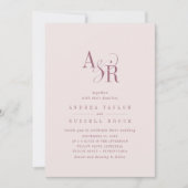 Invitation ANDREA Burgundy and Blush QR Code Elegant Wedding (Devant)