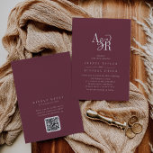 Invitation ANDREA Burgundy QR Code Classic Elegant Wedding