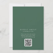 Invitation ANDREA Code QR Vert Foncé Mariage Classique Élégan (Dos)