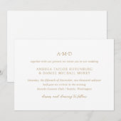 Invitation Andrea Gold Elegant Wedding (Devant / Derrière)