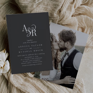 Invitation ANDREA Minimal Boho Dark Grey Mariage photo modern