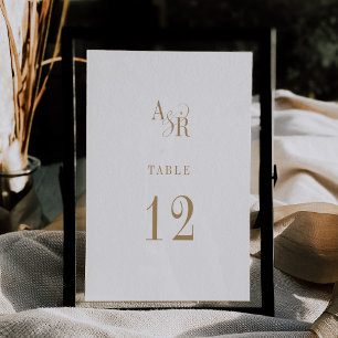 Invitation ANDREA Minimalist Boho Gold Mariage Numéros de tab