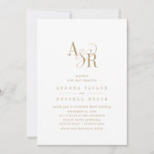 Invitation ANDREA Monogram Gold Simple Minimal Photo Mariage (Devant)
