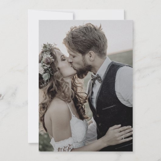 Invitation ANDREA Monogram Gold Simple Minimal Photo Mariage (Dos)