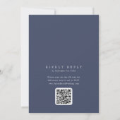 Invitation ANDREA Navy Blue QR Code Classic Elegant Wedding (Dos)