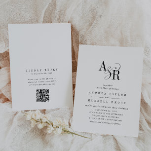 Invitation ANDREA QR Code Classique Élégant Chic Mariage uniq