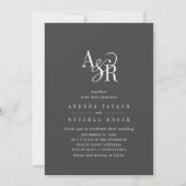 Invitation ANDREA QR Code Grey Dark Academia Initiales Mariag (Devant)