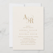 Invitation ANDREA Simple Gold Cream Boho Minimaliste Mariage (Devant)