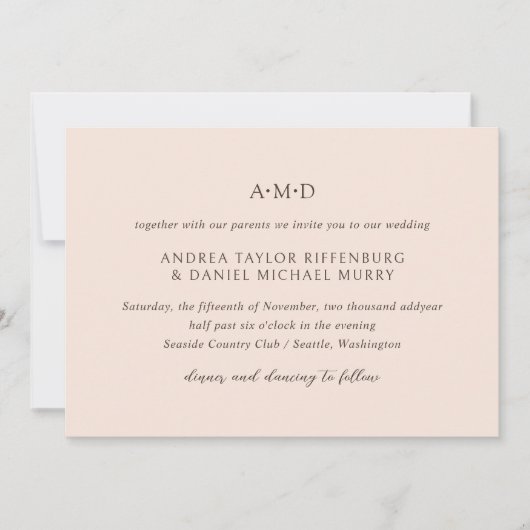 Invitation Andrea Tan Mariage élégant (Devant)