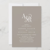 Invitation ANDREA Taupe QR Code Classique Élégant Mariage (Devant)