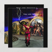 Invitation ANDROID BALLET, Black Red Blue Science Fiction (Devant / Derrière)