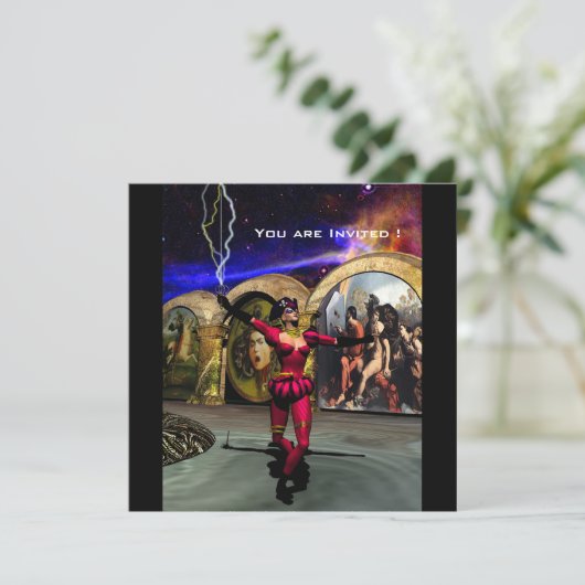 Invitation ANDROID BALLET, Black Red Blue Science Fiction (Debout devant)