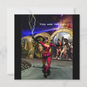 Invitation ANDROID BALLET, Black Red Blue Science Fiction (Devant)