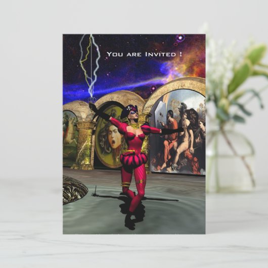 Invitation ANDROID BALLET, Black Red Blue Science Fiction (Debout devant)