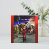 Invitation ANDROID BALLET, Red Fuchsia Blue Science Fiction (Debout devant)