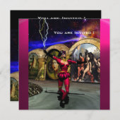 Invitation ANDROID BALLET, Red Pink Blue Science Fiction (Devant / Derrière)